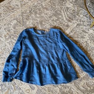 Loft chambray empire long sleeve blouse